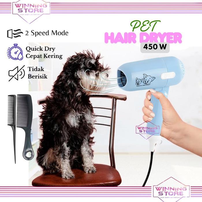 Pet Hairdryer Pengering Bulu Hewan Peliharaan Anabul Kucing Anjing Kelinci Hamster Low Watt Low Nois