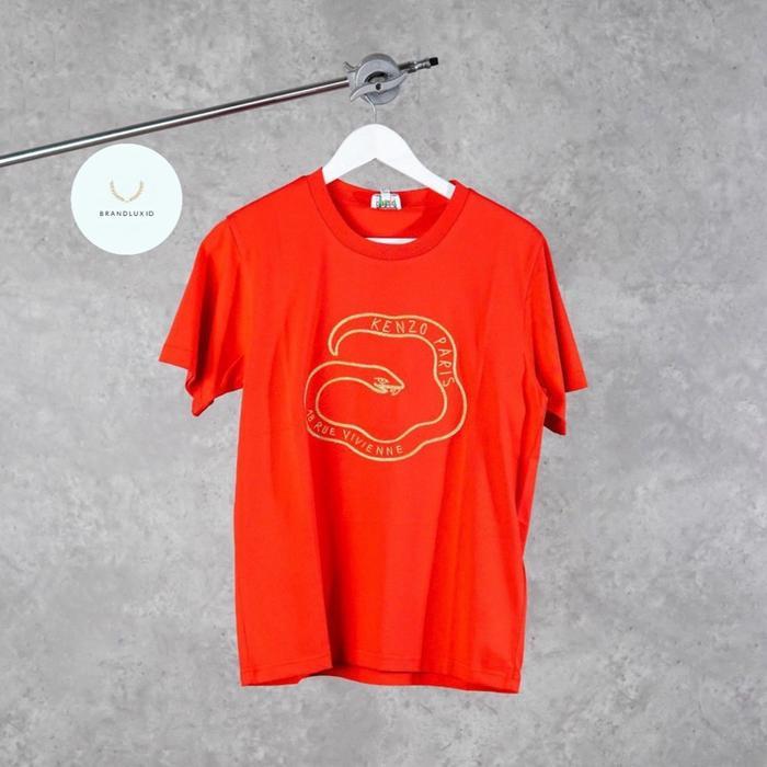Kenzo Snake Gold Outline Embroidery Tshirt in Red (unisex)