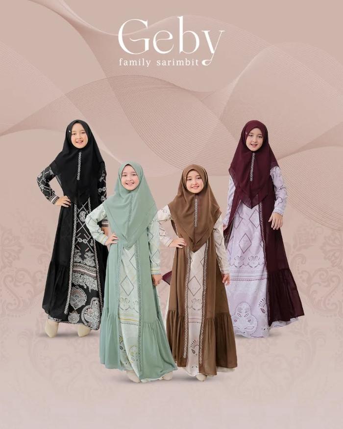 MYZTA Gamis Anak + Khimar Geby Sage Series | Sarimbit Elegan | Gamis Lebaran