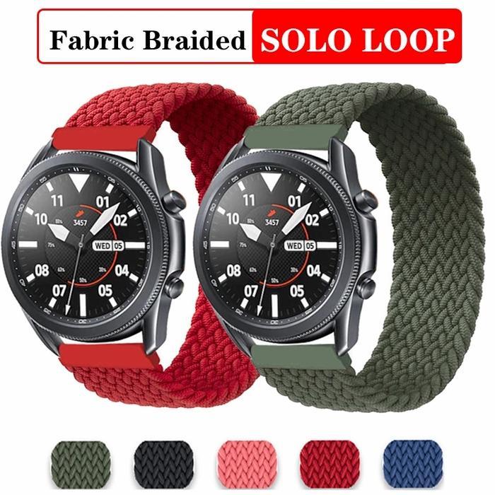 Strap Nylon Nilon Fabric Braided Samsung Galaxy Watch 3 41Mm 45Mm Premium Hitam untuk Samsung Galaxy