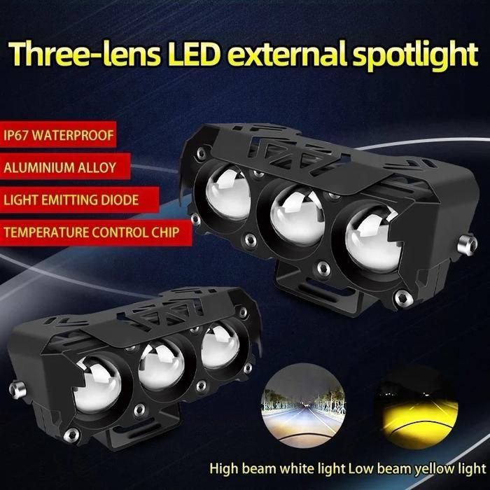 Lampu Tembak LED Laser/Lampu Sorot Laser Q9 3 Mata 2 Warna/HI LOW 60 WATT LAMPU TEMBAK MOTOR MOBIL/3