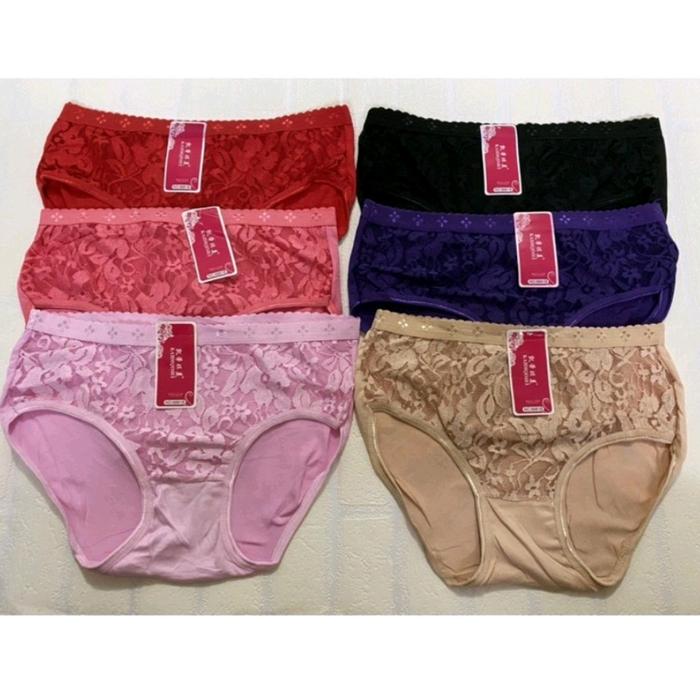 (isi 6 pcs) CD Kidiqimi celana dalam wanita transparan/ celana brokat depan lembut nyaman all size W