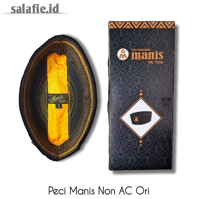 Manis HM Toha Bandung Ori Peci Songkok Hitam Polos Non AC Motif SM Kopiah Tanpa Kertas Pria Dewasa M