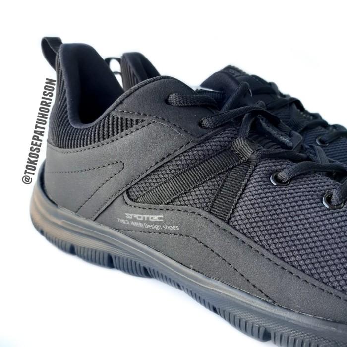 N✓69 RUNNING SHOES - SPOTEC BRIAN FULL BLACK - SEPATU SEKOLAH X☎YY