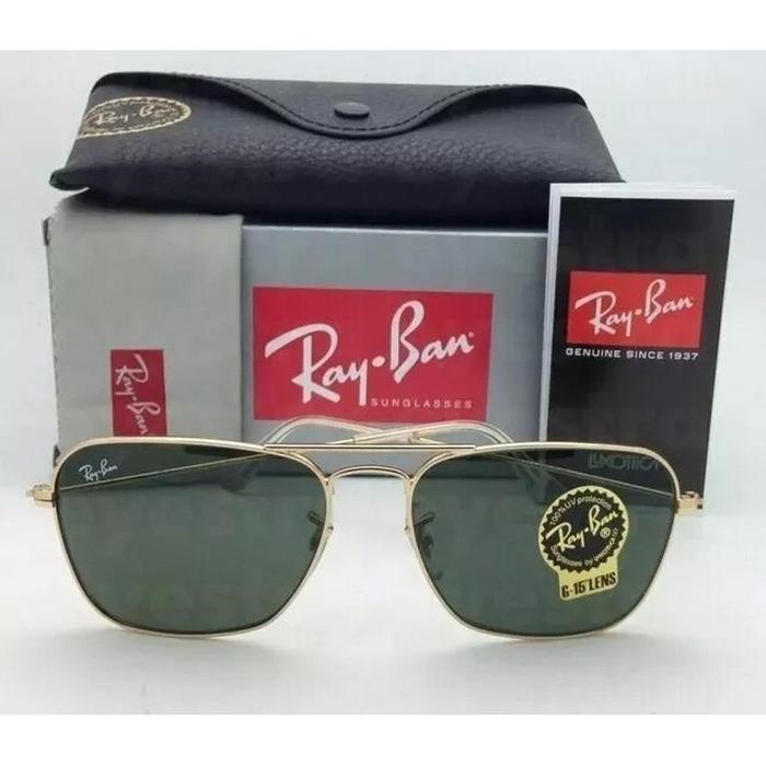 Kacamata Rayban Caravan RB3136 Gold Frame Original Black Lens