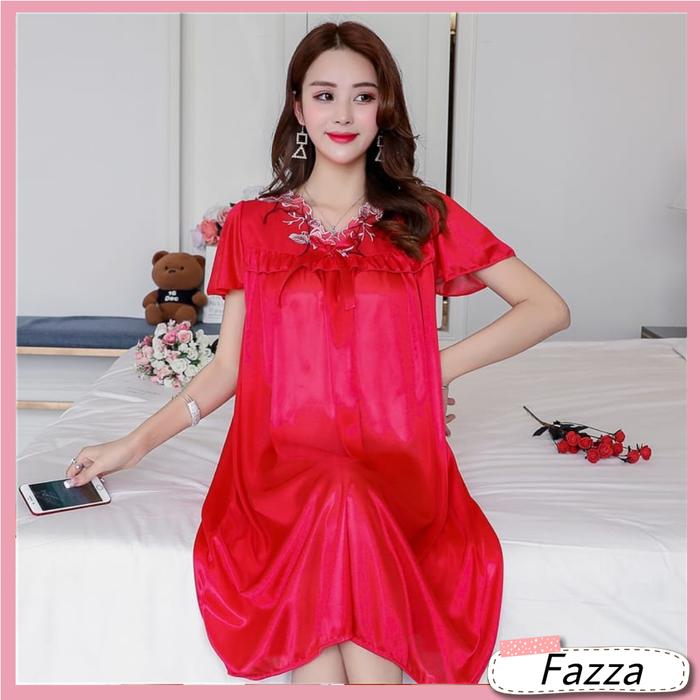 fazza22id lingerie renda putih jumbo / baju tidur wanita PY 134 bahan satin renda cantik