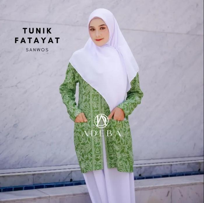 Blus fatayat NU Batik Fatayat Atasan Fatayat Blus Batik fatayat Hijau muda