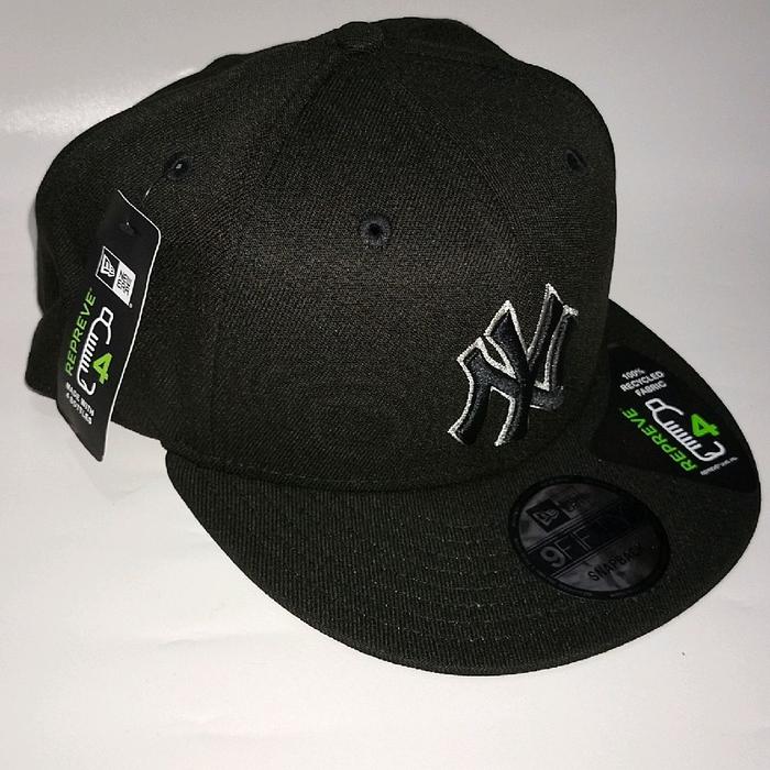 Topi New Era Snapback 9Fifty New York Yankees Repreve 4 Black Hitam Original OG Cap Caps 9 Fifty NY