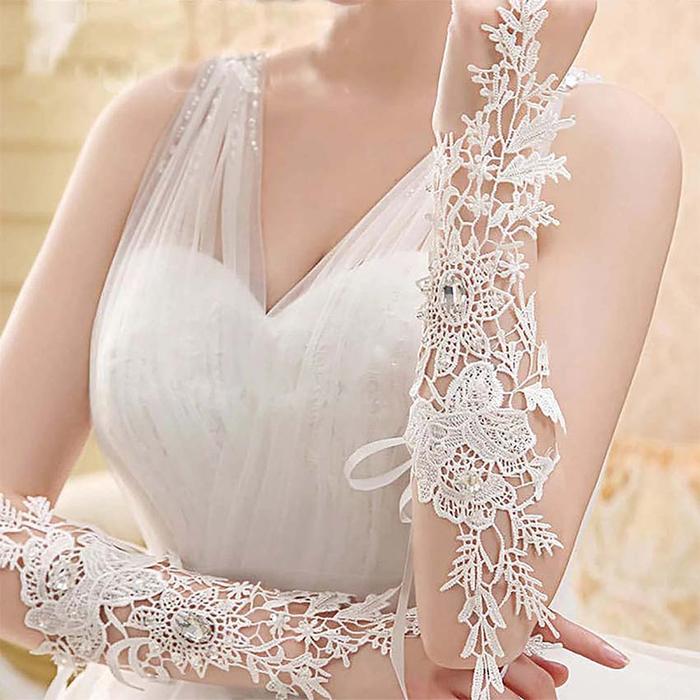 Sarung Tangan Wedding Putih Gloves Sarung Tangan Brukat Pengantin Pengganti Henna