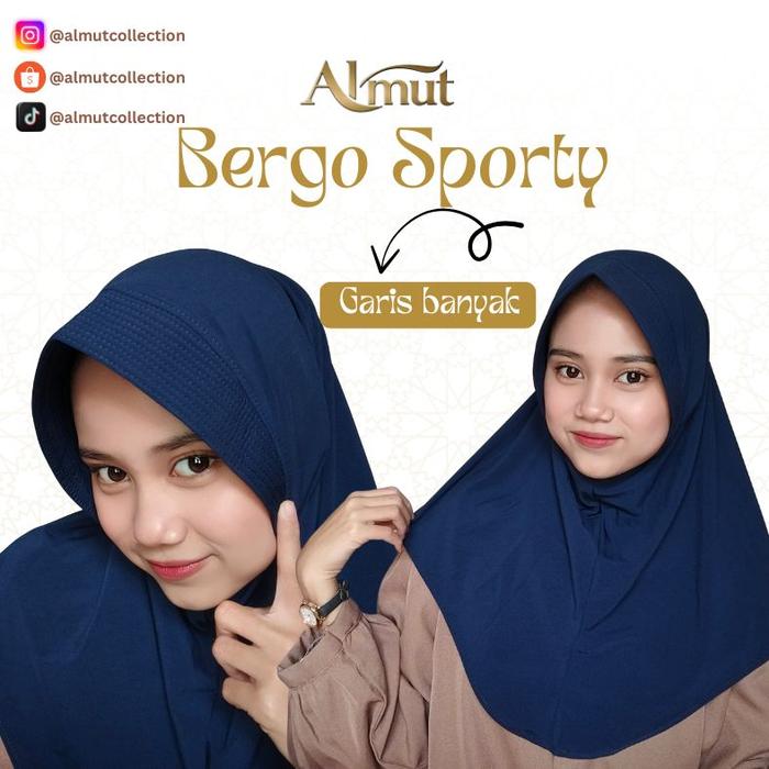 Hijab Bergo Sport Instan Olahraga Pendek Jilbab Sporty Jersey Terbaru Muslim Wanita Khimar Tebal