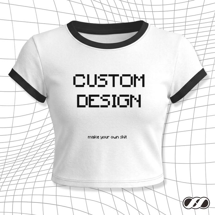 [CUSTOM] Baby Tee - Kaos Crop Top Cewek Slim Fit Ringer Two Tone y2k  Design Suka-suka Polyester Dou