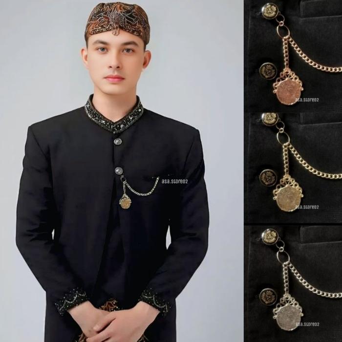 Bros Pria Beskap Jawa Sunda Betawi - Bros Jas Rantai Koin Baju Adat Pernikahan