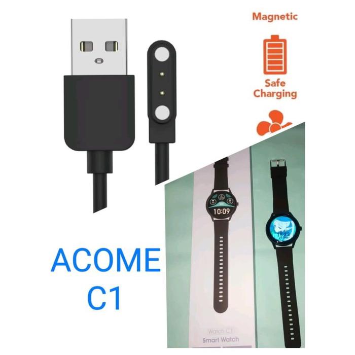 kabel jam ACOME C1 Smart watch Kabel Charger Smartwatch Acome C1 S1 S1 Plus Magnetic 2 pin