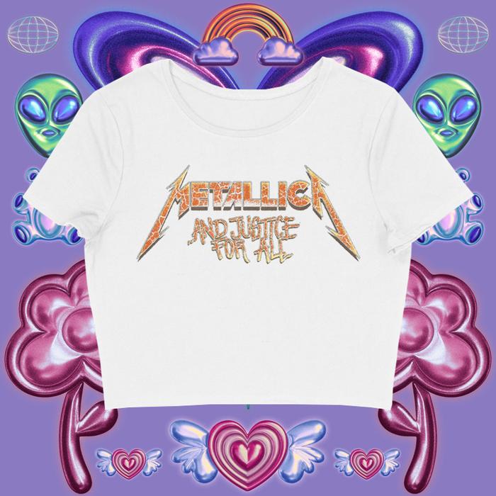 GIRL.CLUB | CROP TOP METALLICA AND JUSTICE FOR ALL TEXT | GRUNGE | Y2K | METAL | VINTAGE | ANIME | B
