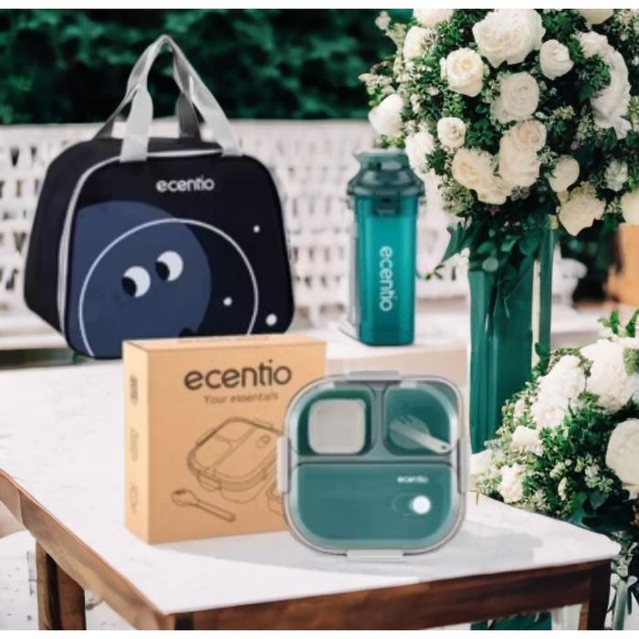 Lunch Box Ecentio 3skat Blue Kotak makan Bekal Tempat makan Ecentio 3skat + Lunch Bag Tas Bekal Kota