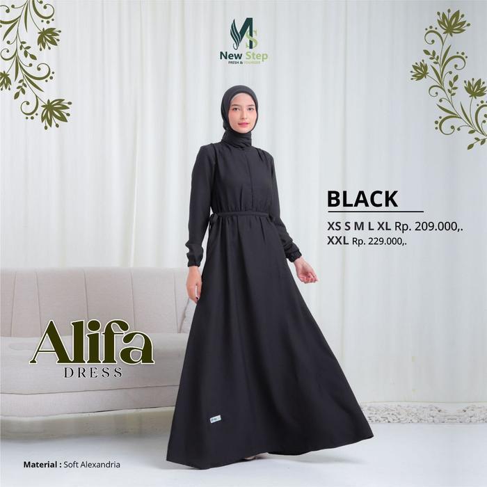 NEW STEP Gamis Dewasa ALIFA Busana Muslim Wanita  Dress Syari Gamis Terbaru Simple dan Elegan