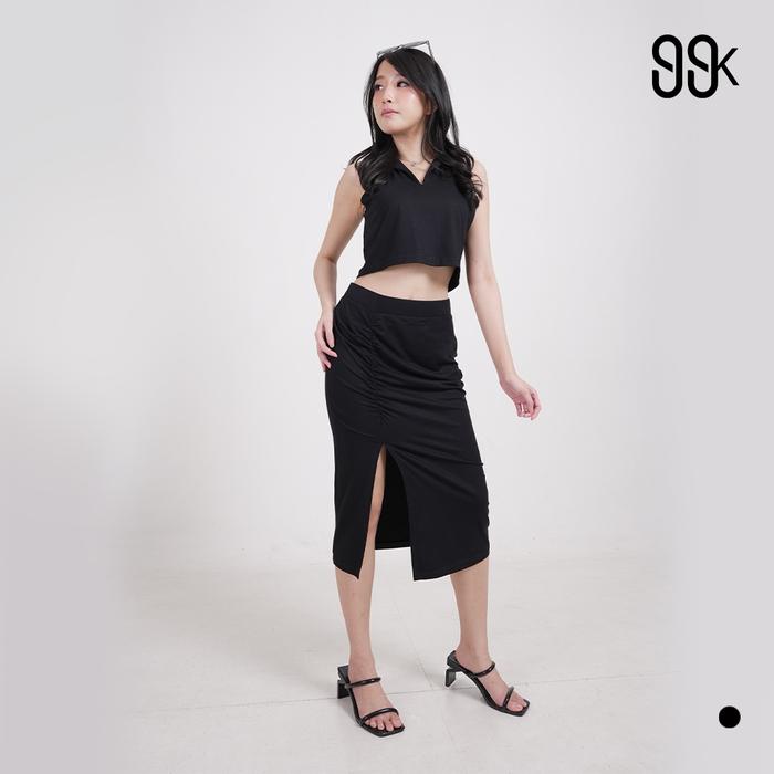 Ready.. 99kOUTLET One Set Dress Sleeveless V Neck Crop Top & Split Midi Skirt 1368 (S/M/L/XL)