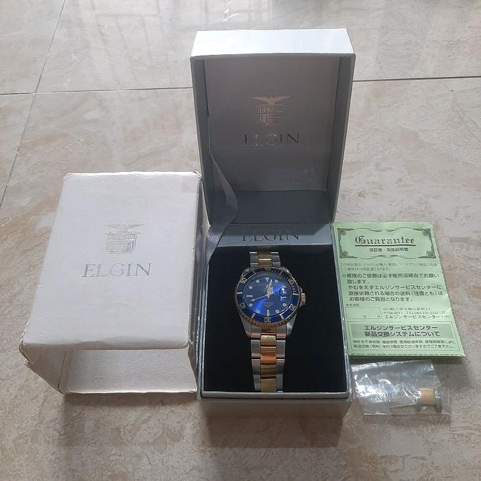 Jam Elgin USA Automatic Diver Treasure Ref# FK-1362-SL retro antik komplit set Box Hidup normal Obat