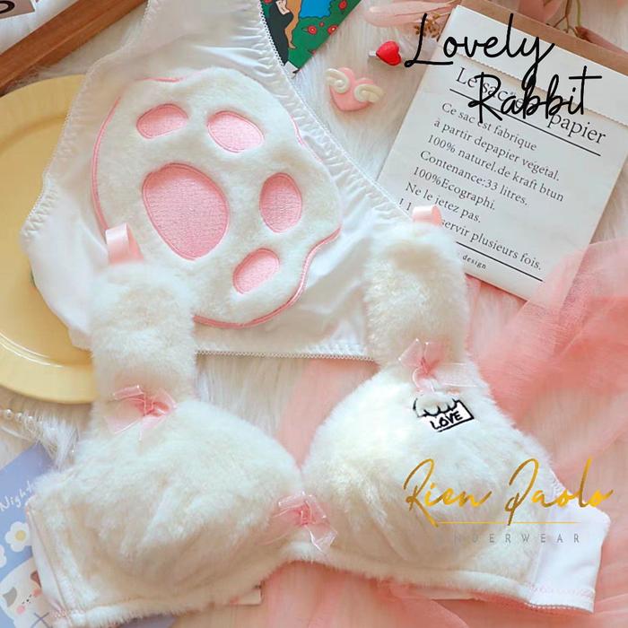 New Premium Bra BH Celana Dalam CD Tanpa Kawat Set Sexy Hot Cosplay Bulu Bear Lingerie Rien Paolo A2