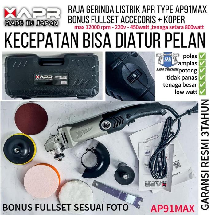 Promo!! Apr Gerinda Type Ap91Max Variable Speed Fulset Koper Mesin Poles Mobil Stainless