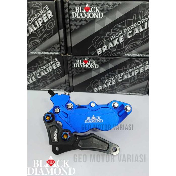 Kaliper Cakram 4 Piston + Breaket Full CNC VARIO, BEAT, SCOOPY ORIGINAL BLACK DIAMOND