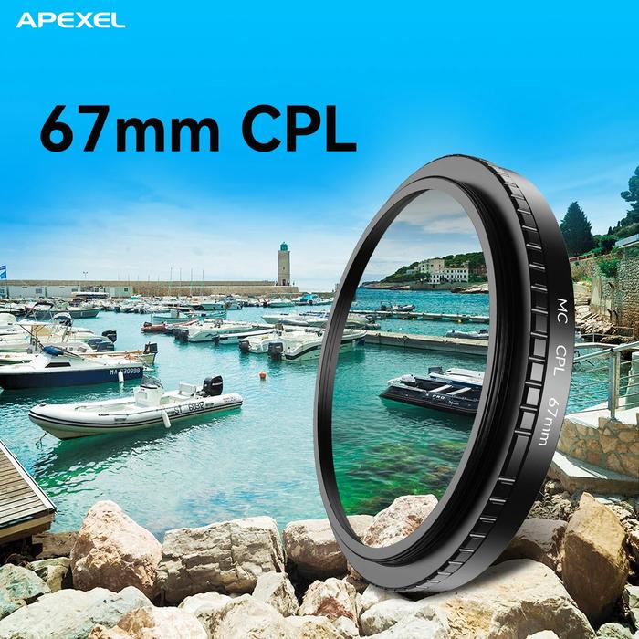 APEXEL Lensa Filter Kamera Smartphone HD Glass CPL 67mm with Clip - APL-67CPL