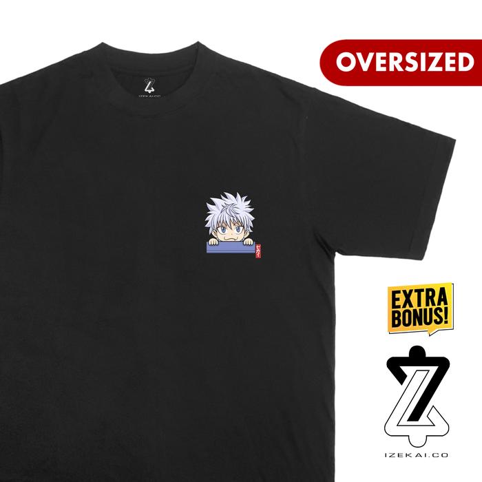 Izekai.co - Kaos Oversized Tshirt Anime Distro Hitam Pria Wanita Lengan Pendek - Killua
