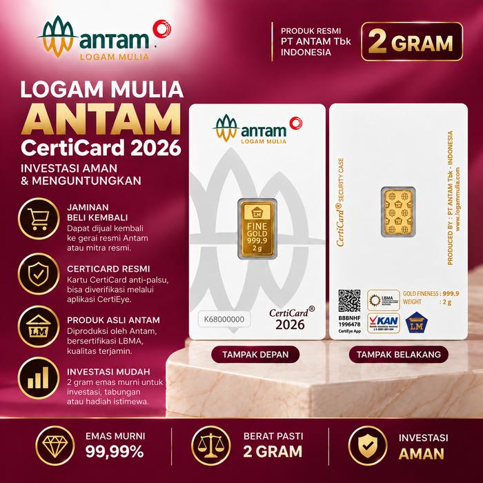 Antam new style Hartadinata 2 Gram Logam Mulia Emas Barang mewah Hadiah ulang tahun