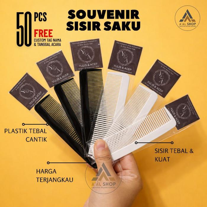 TERBARUUU (50pcs) Souvernir Pernikahan Sisir HITAM PUTIH / Souvernir Aqiqah / Souvernir Khitan/ Sisi