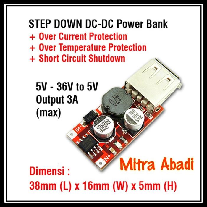 Kit Modul Power Bank DC-DC Step DOWN 5V-36V to 5V 3A