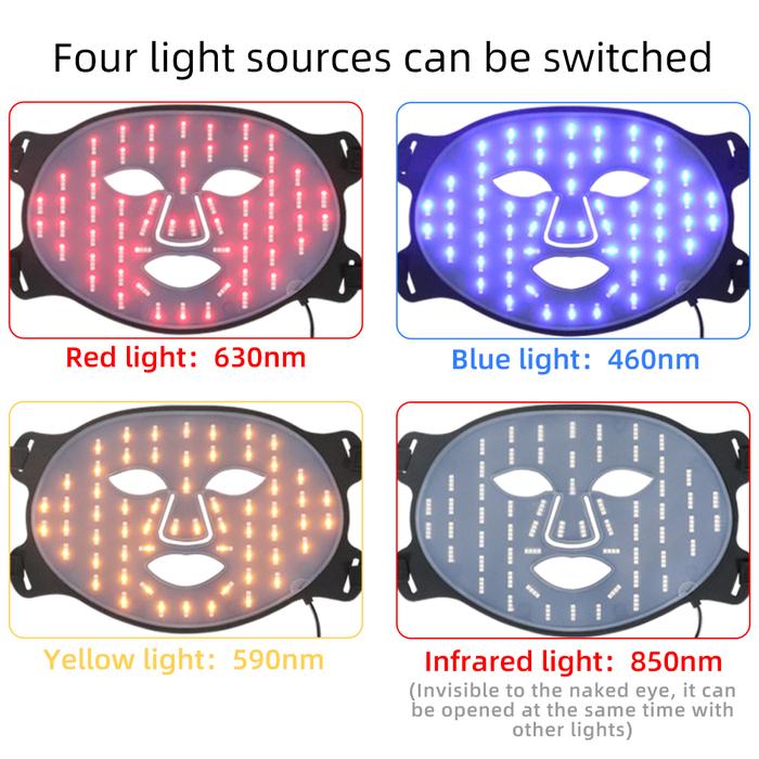 Led Face Mask Infra Red Light Therapy Silicone Mask 4 Color Beauty