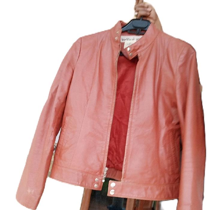 jaket kulit bekas impord Hitam Pria Casual Outer
