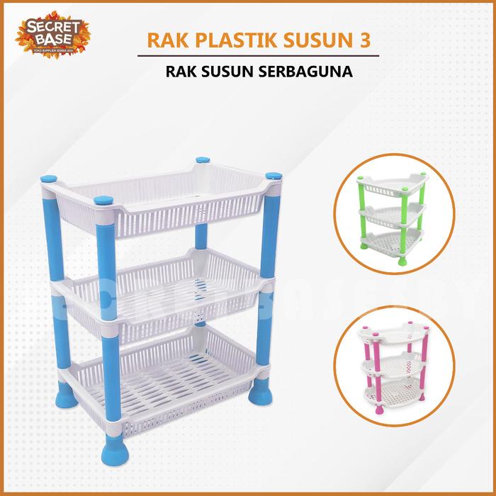 RAK TINGKAT 3 SUSUN - Rak Mini / Rak Bumbu / Rak Kosmetik /Rak Plastik