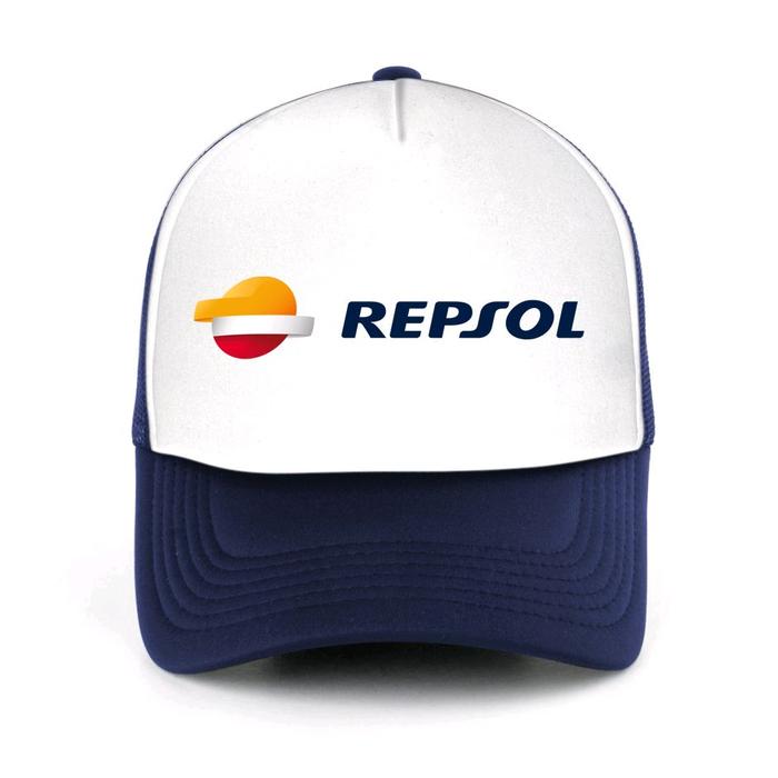 Repsol Topi Trucker Pria Wanita Logo Repsol Hitam Putih Fashionable