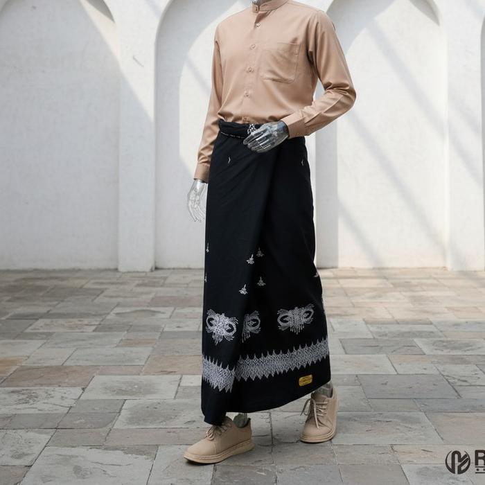 wadimor - Sarung Bordir Pintu Aceh hitam gold silver putih coklat Katun Dewasa Nyaman Motif Mewah Mu