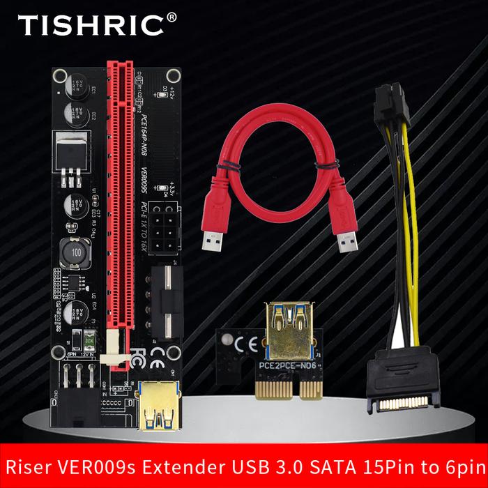 TISHRIC PCIE Riser 009s VER009s Riser PCI Express X16 Extender USB