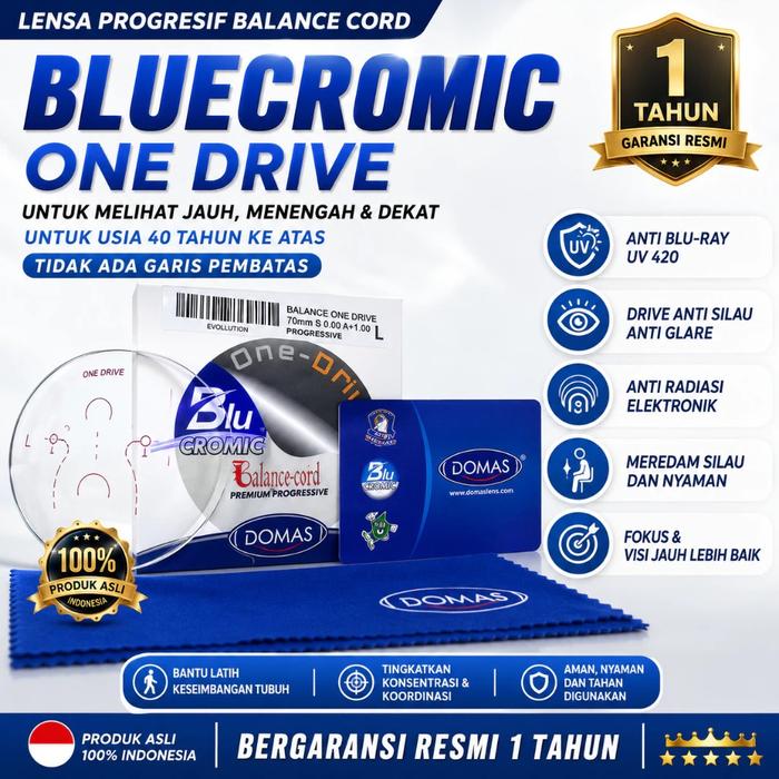 Lensa Progresif Balance Cord Bluecromic One Drive | Photocromic | Anti Radiasi | Anti Blueray | Anti