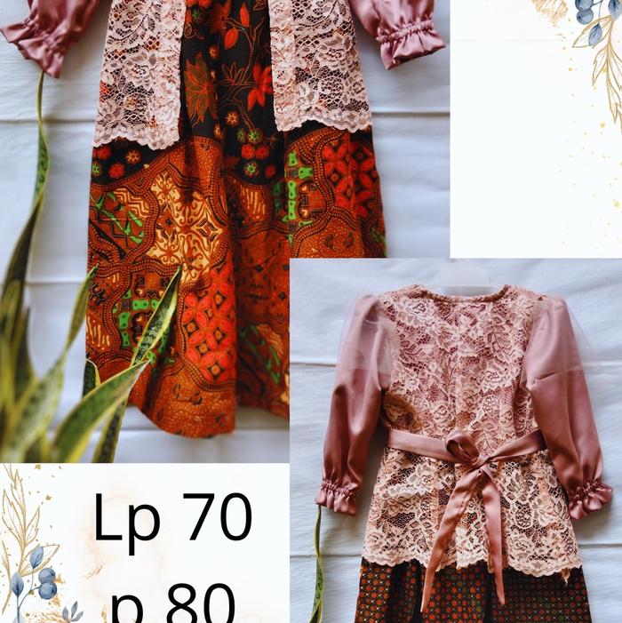 Gamis 4-5 tahun brukat mix batik model outer kuthu baru kekinian