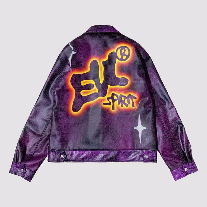 Leather jacket Evelyn purple evilspirit Jaket Pria