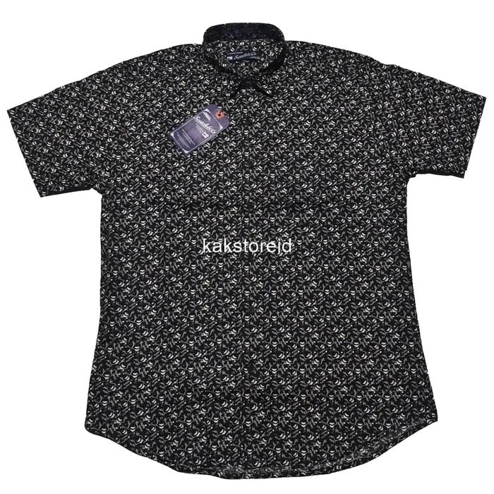Kemeja Pria Casual SCOTCH & CO Lengan Pendek HItam Reguler SCR 45 #Kemeja Murah  Katun Panjang Motif