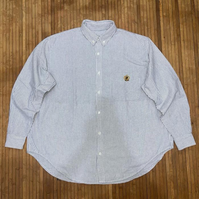 OUTSTANDING & CO SELVEDGE MULTIPOCKET STRIPED BUTTON DOWN LONG SLEEVE OVERSIZED OXFORD SHIRT sugar c