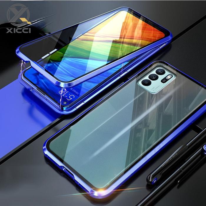 Giacinta Casing Bumper Logam untuk OPPO, Casing Ponsel Kaca Dua Sisi