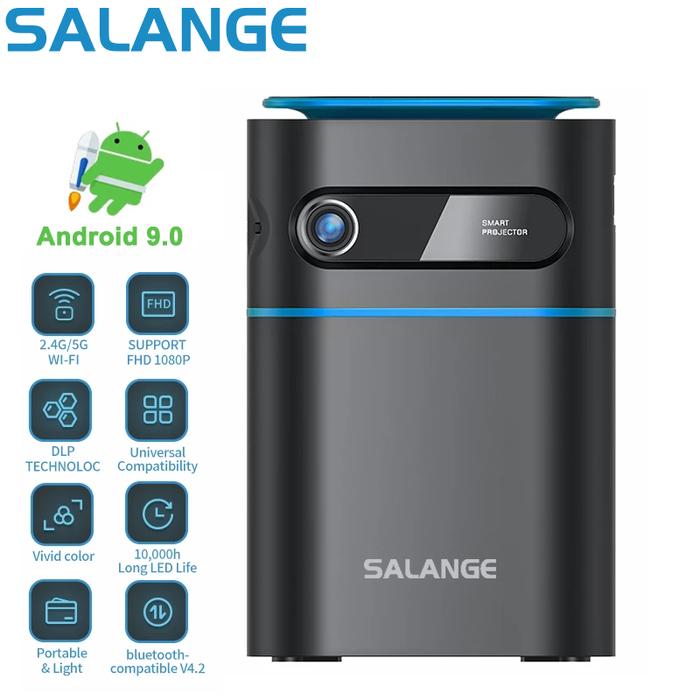 Salange P22 Proyektor DLP Mini 4K Android Wifi Bluetooth Proyektor TV