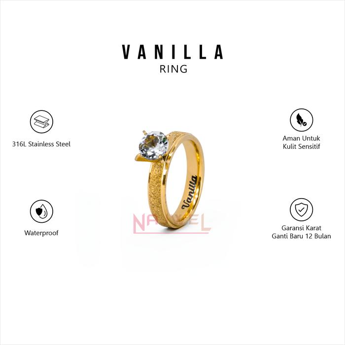 Cincin Wanita Titanium Ukir Nama Anti Karat warna emas Permata Gliter Pasir