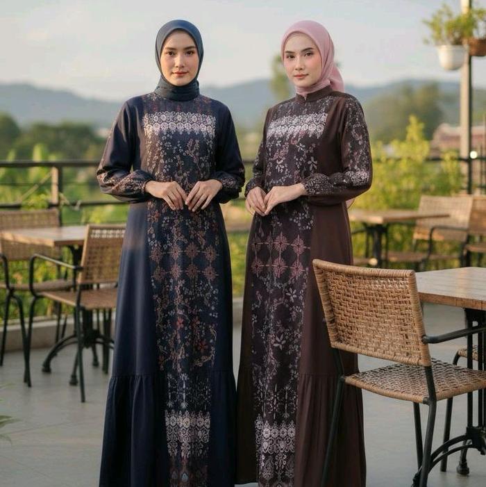 Marema Zalifa Savana Savina Gamis Navy Dan Mahogany Model Terbaru