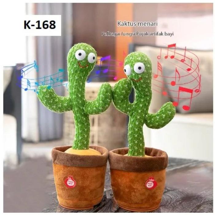 【CM】Boneka Kaktus Goyang Charger USB/ Mainan kaktus suara menari / Mainan kaktus menari LED