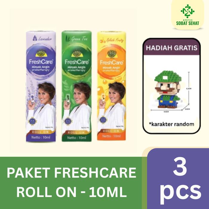 [3PCS] - Paket Freshcare Roll On Mix (Lavender,Green tea, Splash Fruit) 10ml - Minyak Aromaterapi - 
