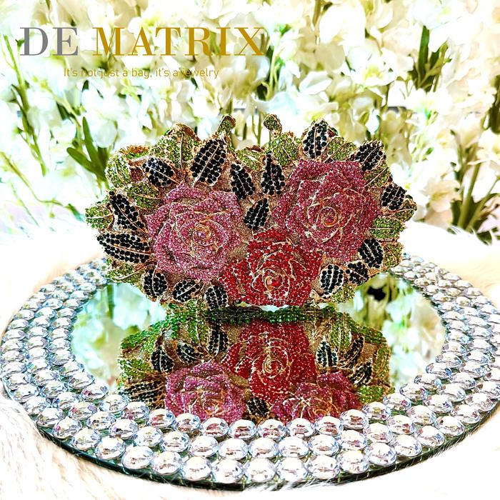 Tas Pesta Wanita Party Clutch Swaroski Crystal kristal Romeo Pink Merah Muda Red Green Hijau Emerald