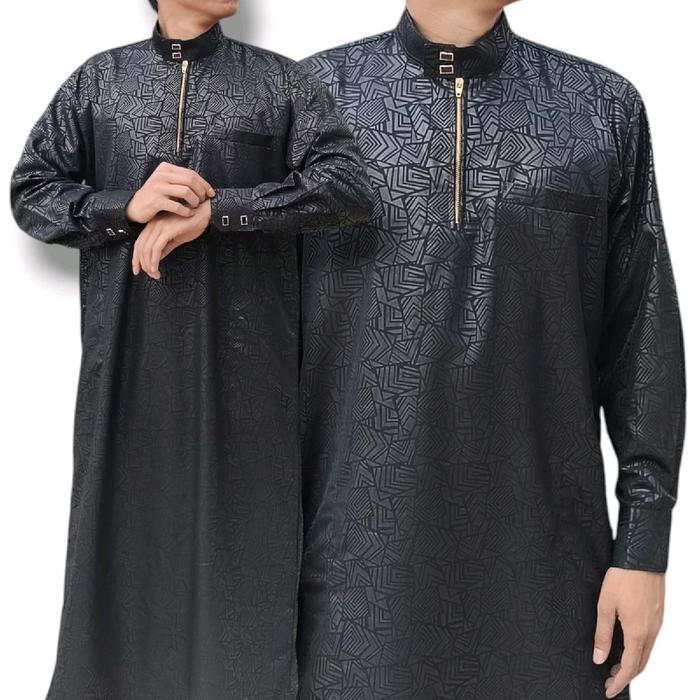 jubah pria dewasa/gamis al-kahfi bestway embos motif etnik Muslim