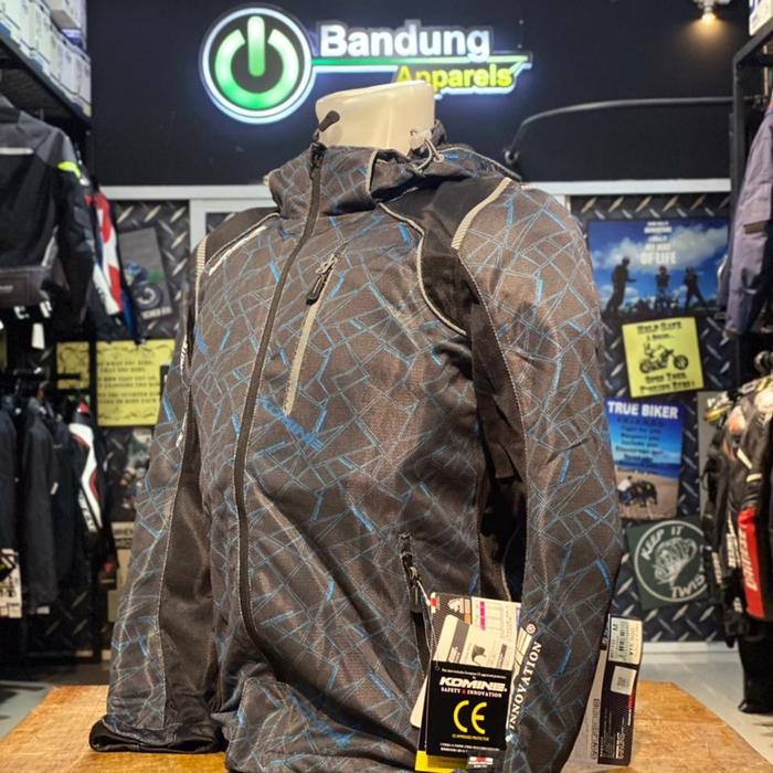 Jaket Komine JK 135 Mesh Parka Protector Crush Blue Black Jacket Komine JK-135 Jaket Touring